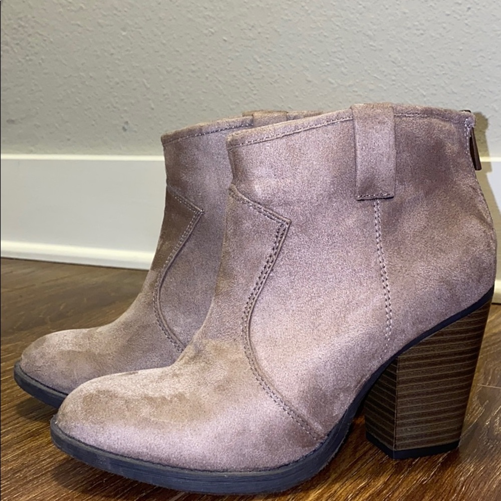 Soda Taupe Colored Suede Booties